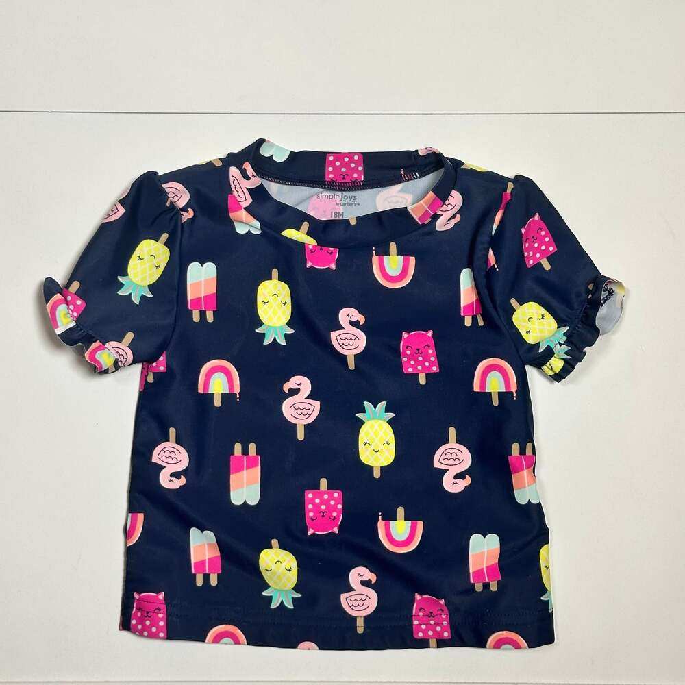Carter’s Baby Girls’ Neon Fruit Popsicle Short Sleeve Swim Rash Guard Size 18M